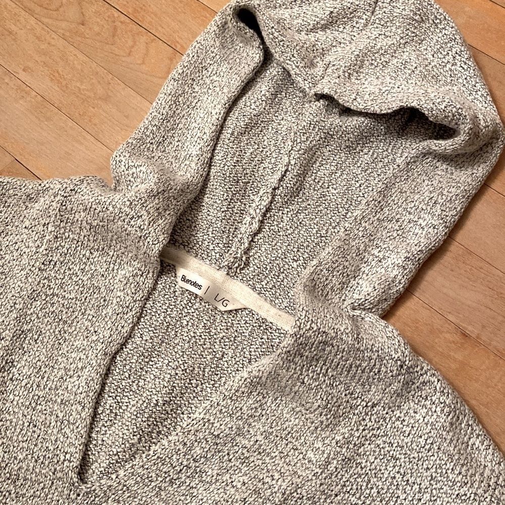 BLUENOTES Marled Gray V-Neck Kangaroo Hooded Sweater - Picture 4 of 12
